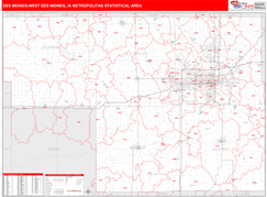 Des Moines-West Des Moines Metro Area Digital Map Red Line Style